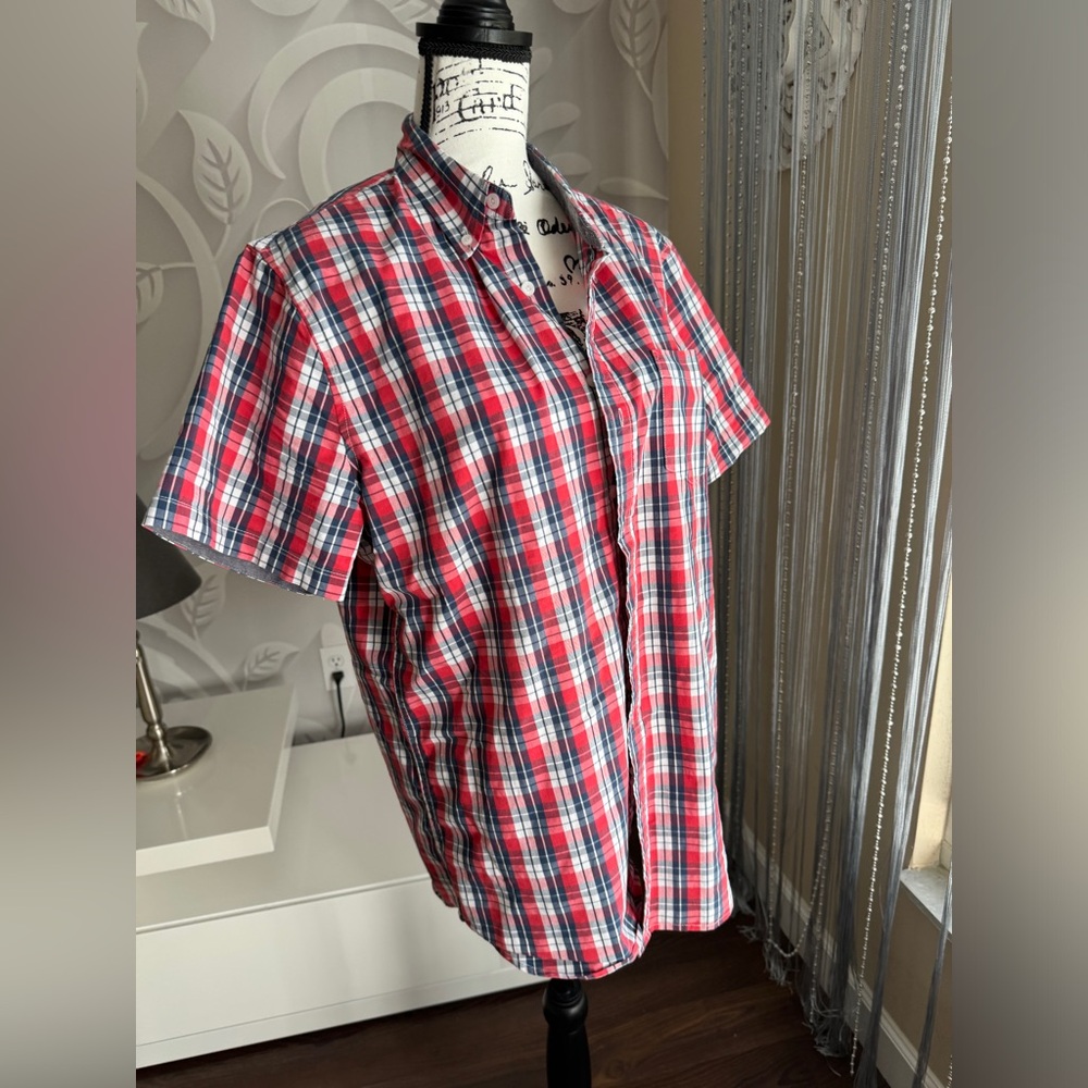 Lee Red and Blue Plaid Button-Down Shirt